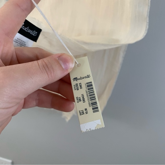 Madewell Large New Fring Abstract Blanket Scarf Ivory Textured NYC Light - Picture 3 of 9